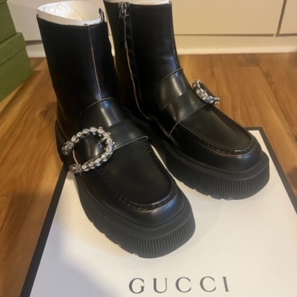 Gucci Dionysus black crystal embellished boots EU size 37.5 US 7.5 - Picture 8 of 9